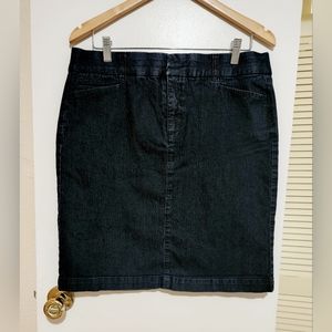 JM Collection size14 Dark Wash Blue Jean Mini Skirt Functioning Side Pockets